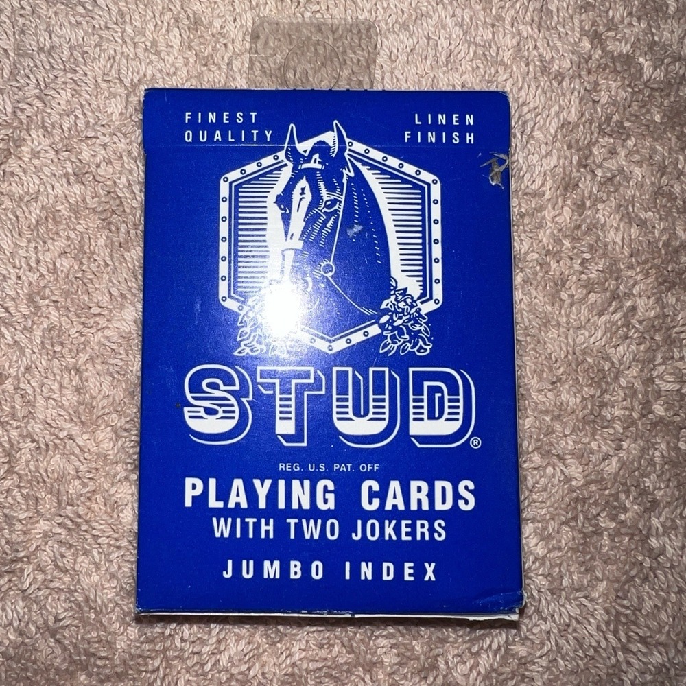 Vintage Stud Playing Cards Deck Collectors, New Sealed Linen Finish Jumbo Index